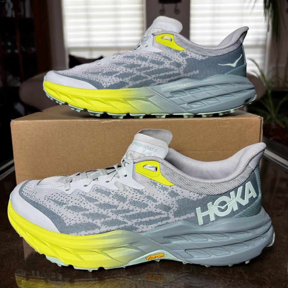 Hoka One One Speedgoat 5 Shoes Womens 10 Grey Trail Running Athletic Gym Sneaker
